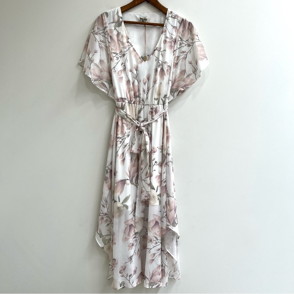 Show Me Your Mumu Adore Maxi Dress Forever Vine Floral Flutter Sleeves Large